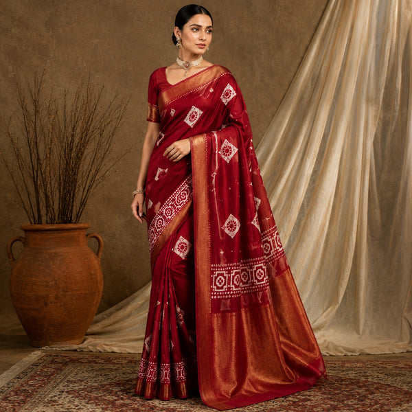 Premium Dola Silk Saree- Red