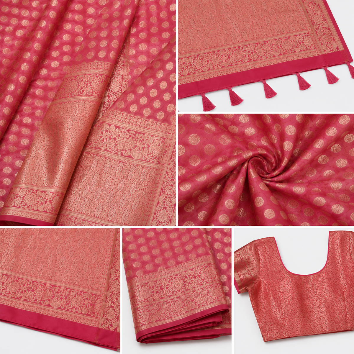 Organza Banarasi Designer Silk Saree- onion pink 2