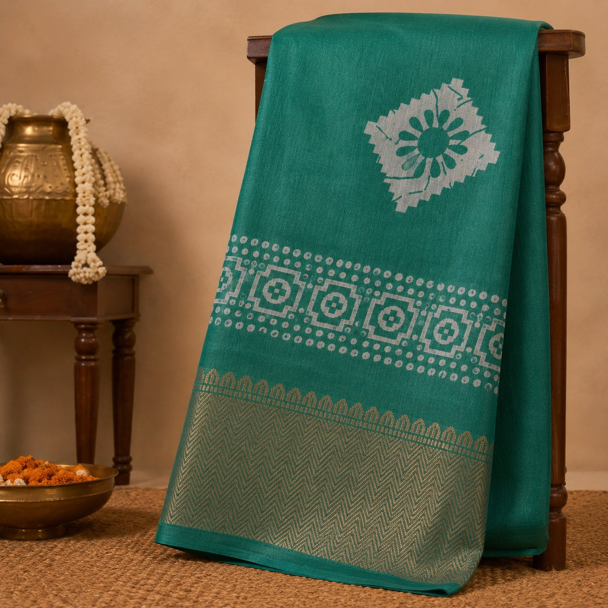 Premium Dola Silk Saree - Bottle Green