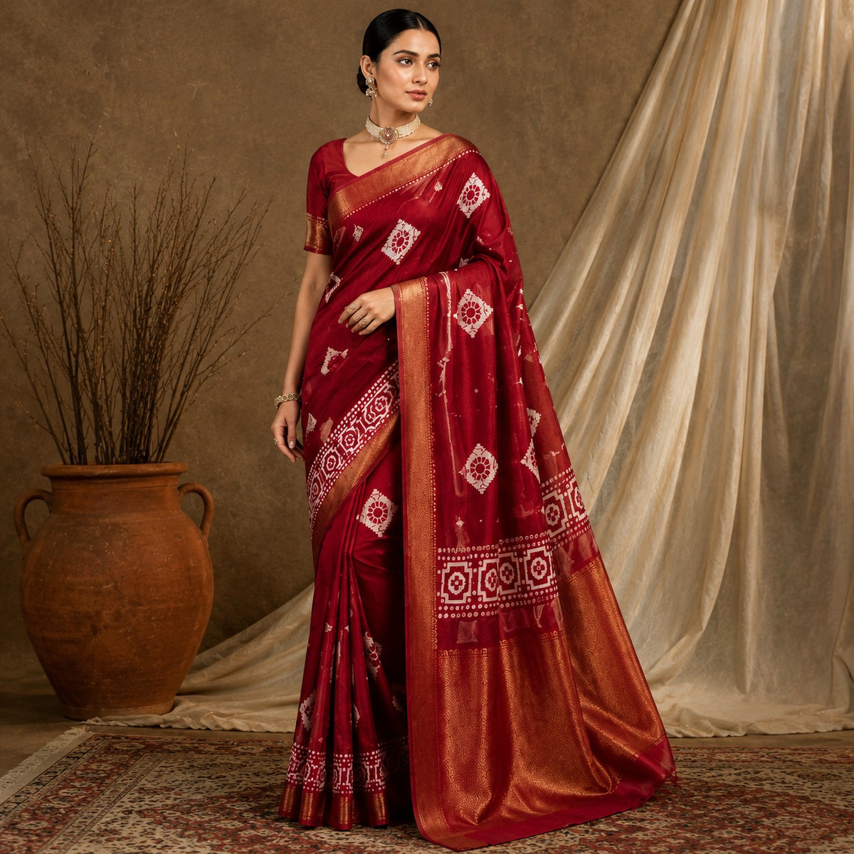 Premium Dola Silk Saree- Red
