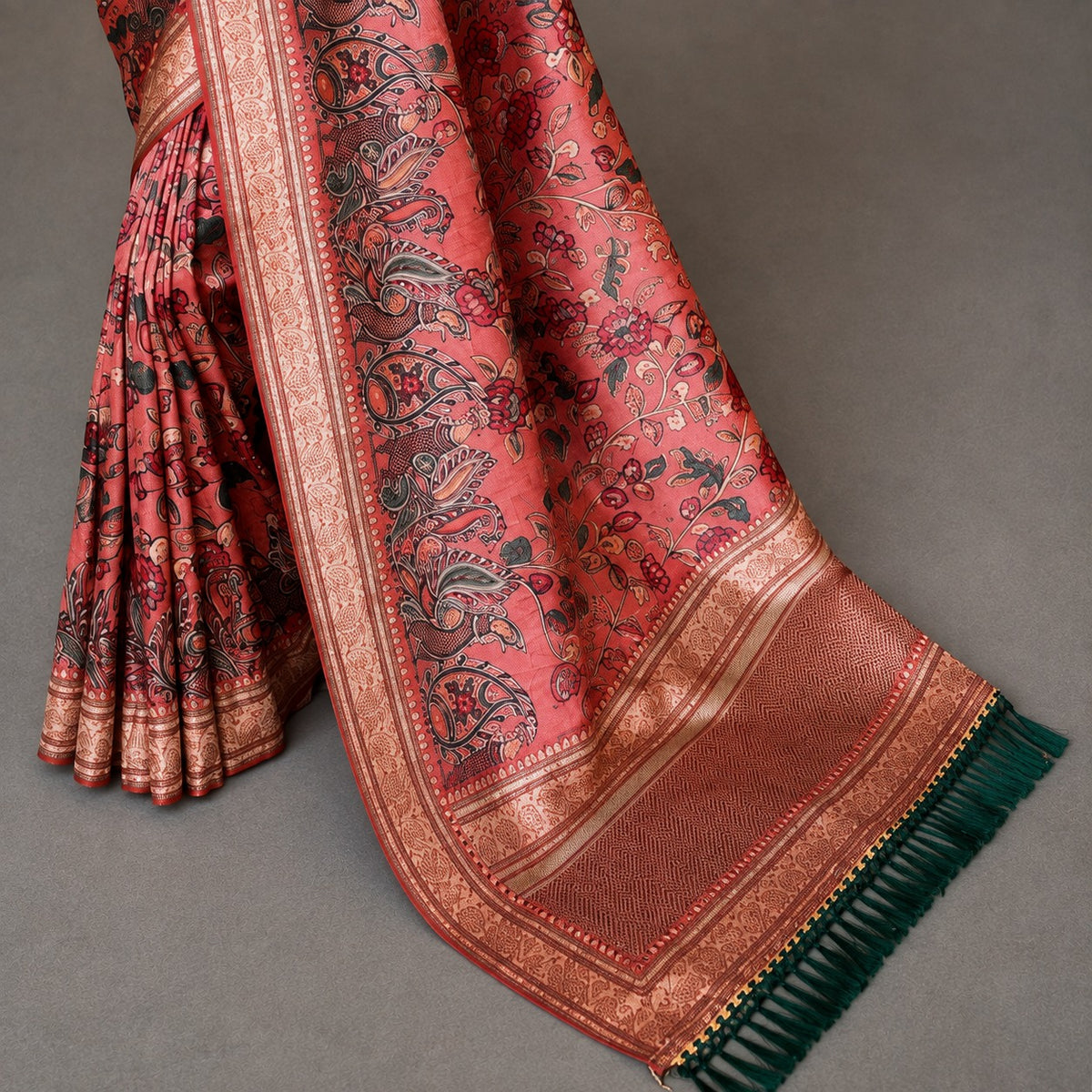 Soft Silk Kalamkari Designer Saree- Pink