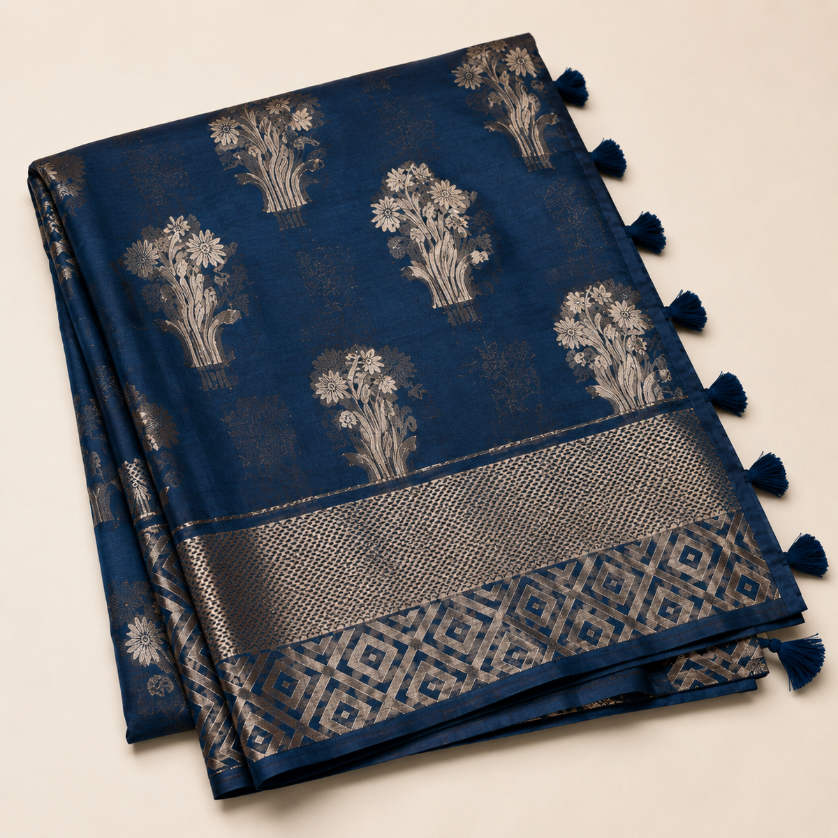 Organza Banarasi Designer Silk Saree- Blue