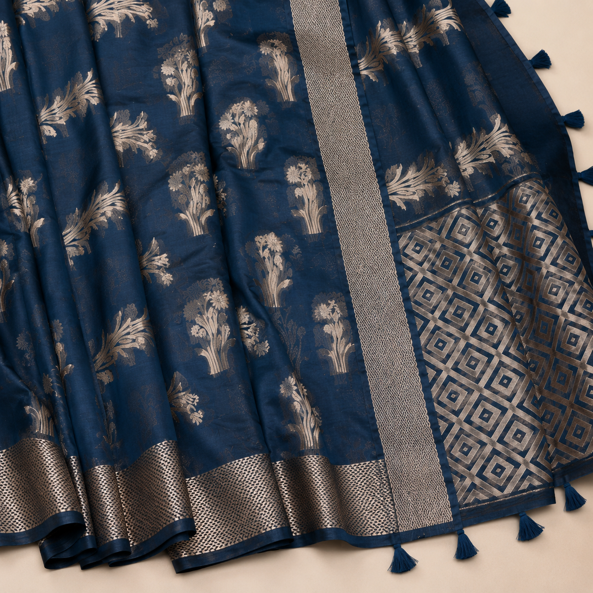 Organza Banarasi Designer Silk Saree- Blue