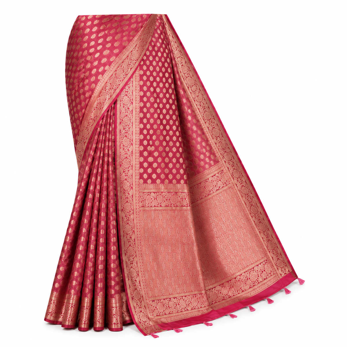 Organza Banarasi Designer Silk Saree- onion pink 2